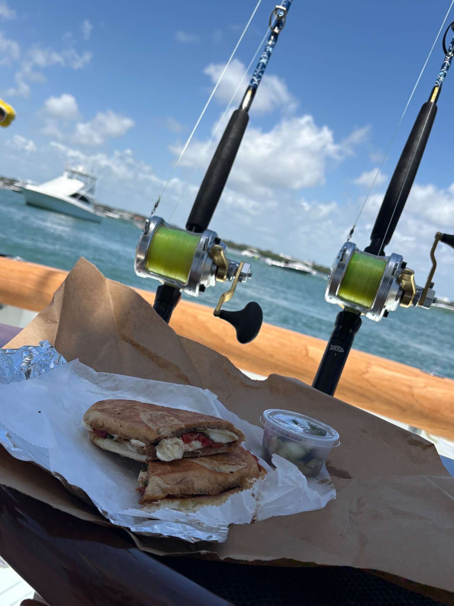 Sandwich enjoyed on a boat