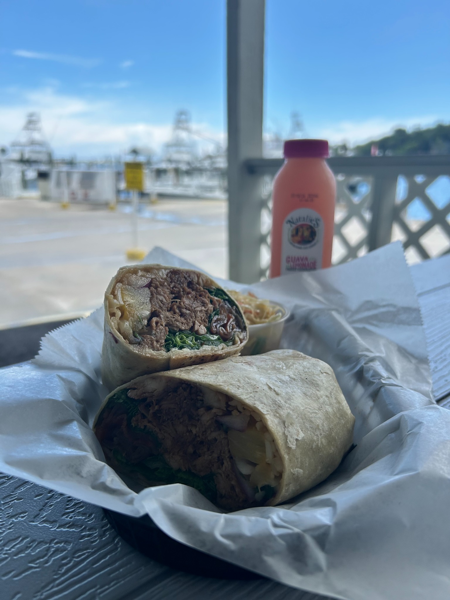 Fresh wrap with drink